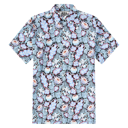 Iceflower Pattern Button Short Sleeve Shirt