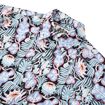 Iceflower Pattern Button Short Sleeve Shirt