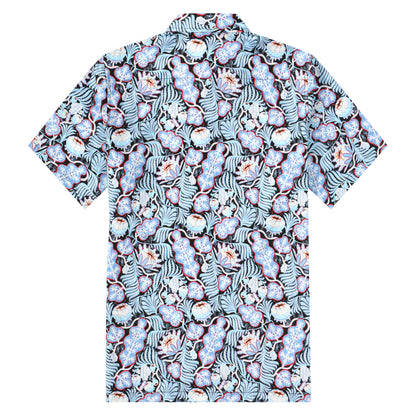 Iceflower Pattern Button Short Sleeve Shirt