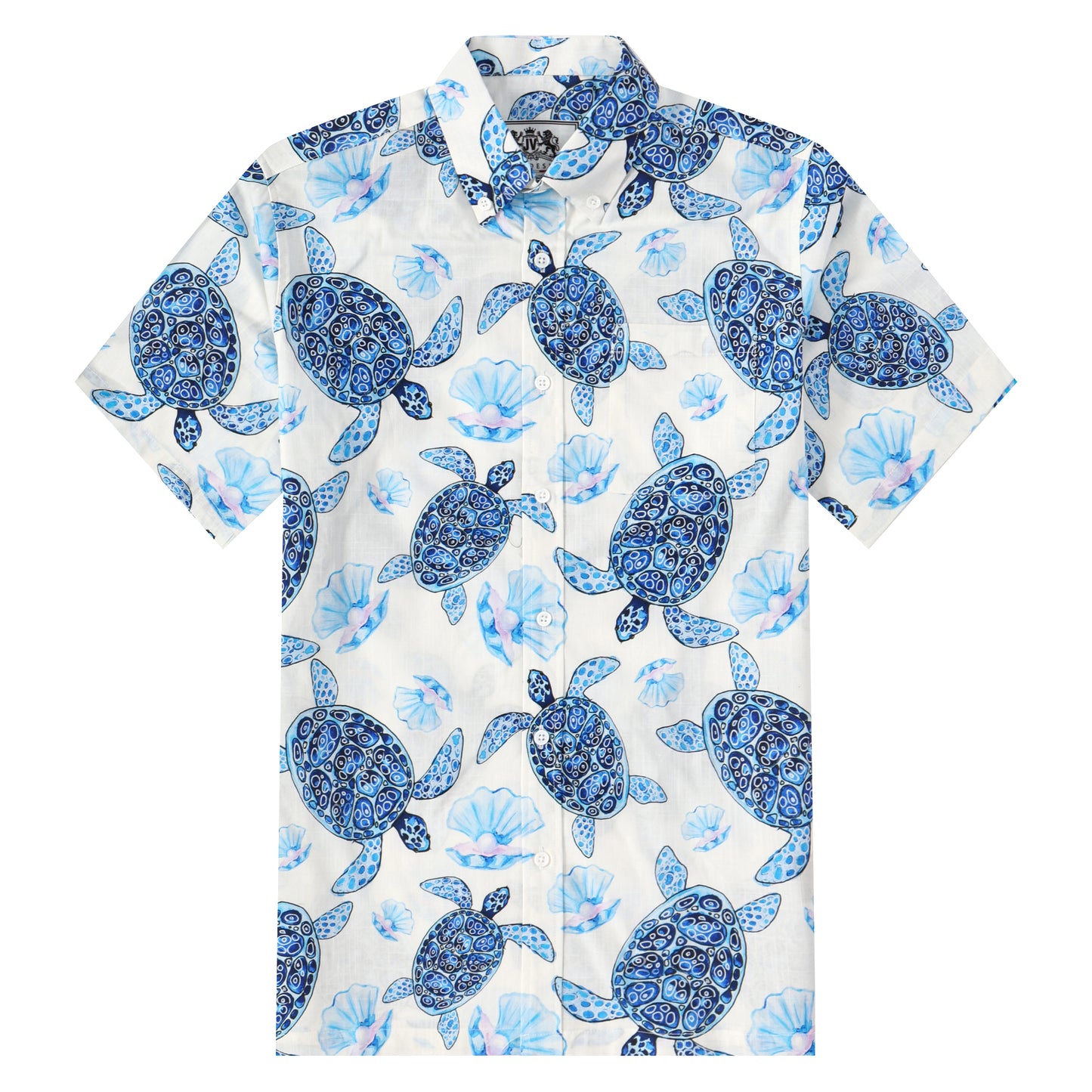 Mussel Turtle Pattern Button Short Sleeve Shirt