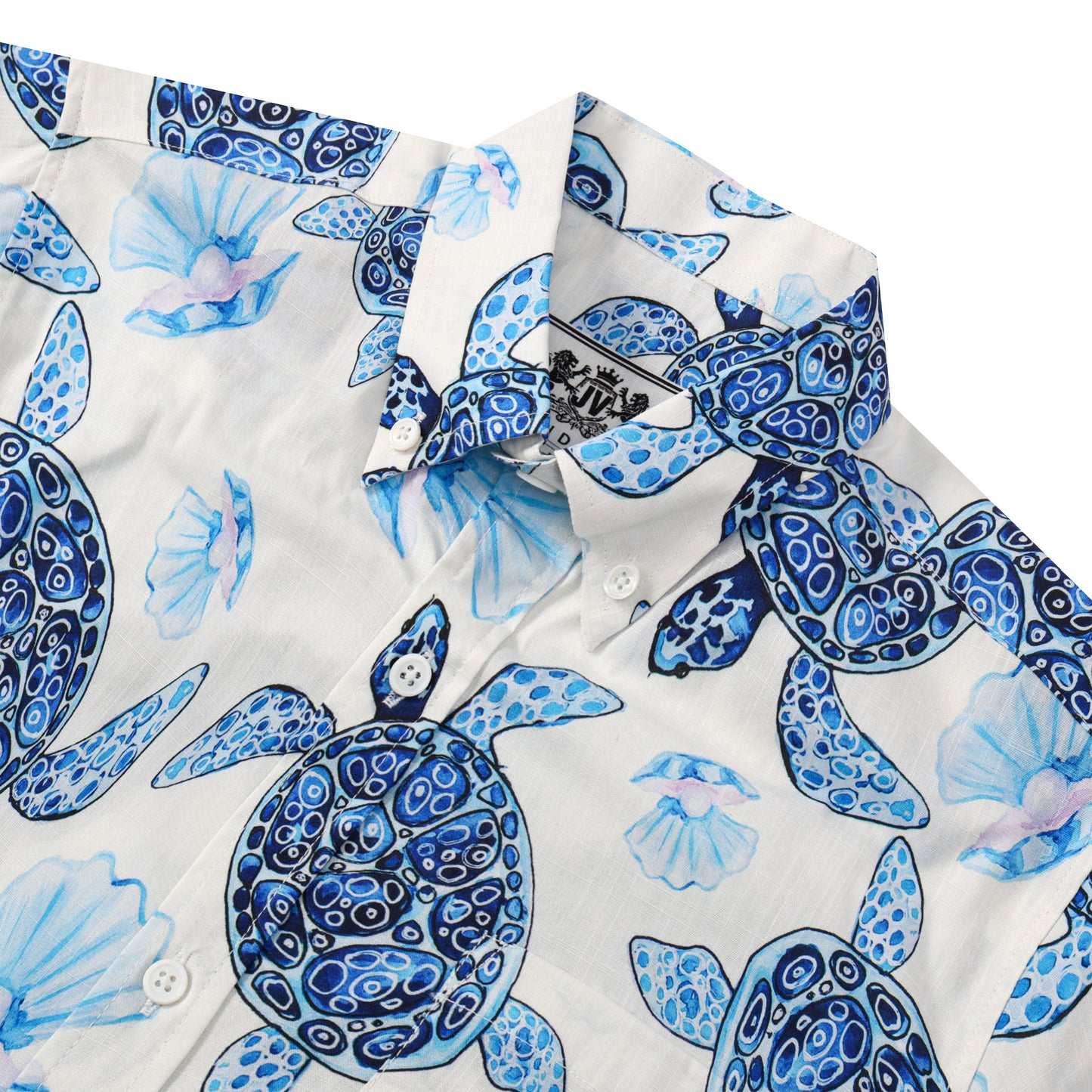 Mussel Turtle Pattern Button Short Sleeve Shirt