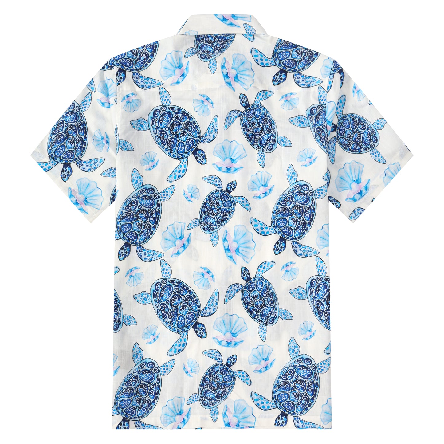 Mussel Turtle Pattern Button Short Sleeve Shirt