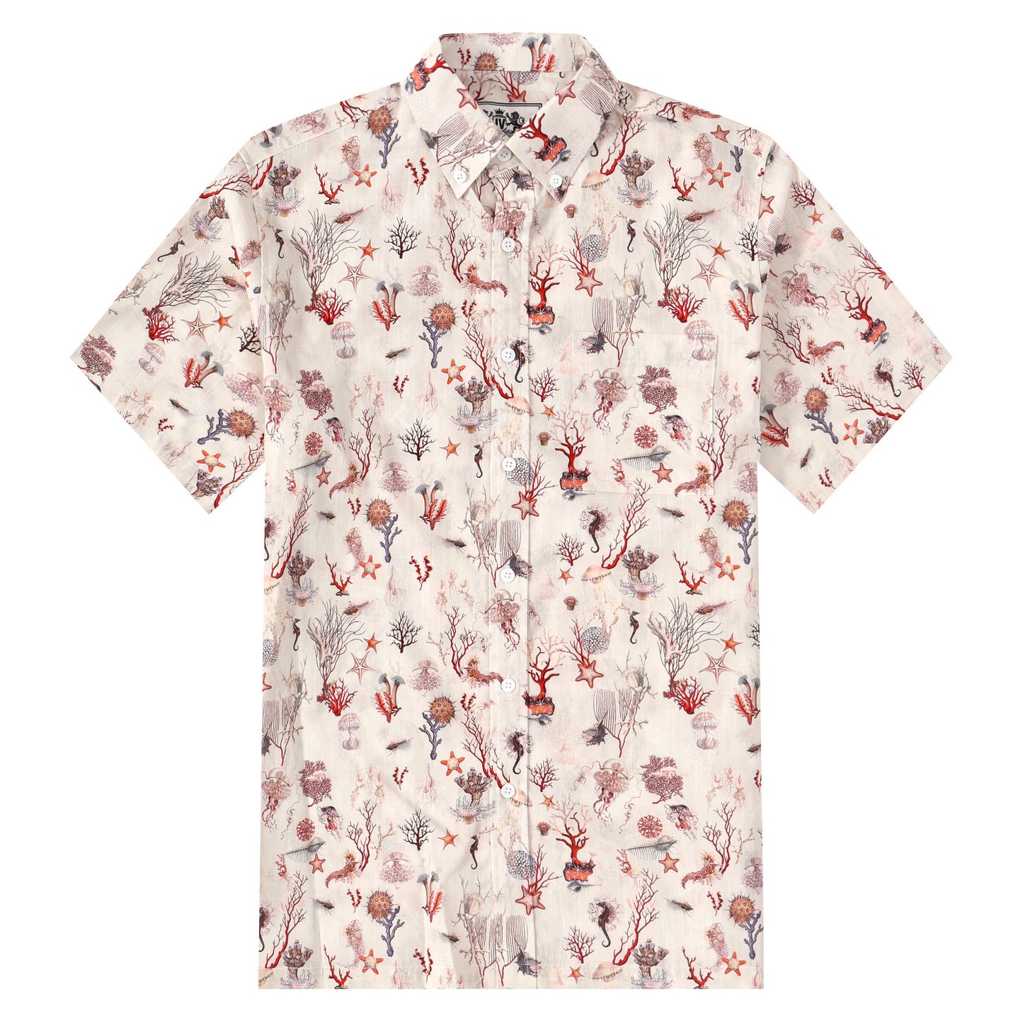 Aloha Underwater Creature Pattern Button Short Sleeve Shirt