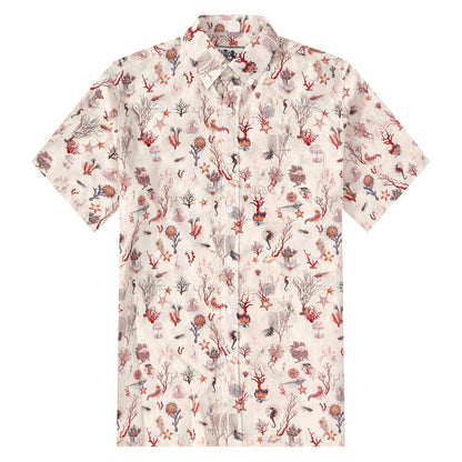 Aloha Underwater Creature Pattern Button Short Sleeve Shirt