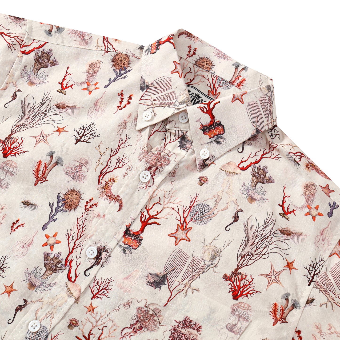 Aloha Underwater Creature Pattern Button Short Sleeve Shirt