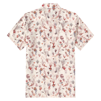 Aloha Underwater Creature Pattern Button Short Sleeve Shirt