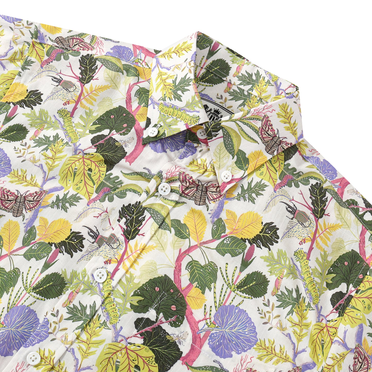 Tropical Butterfly Pattern Button Short Sleeve Shirt