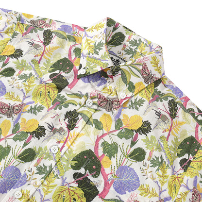 Tropical Butterfly Pattern Button Short Sleeve Shirt