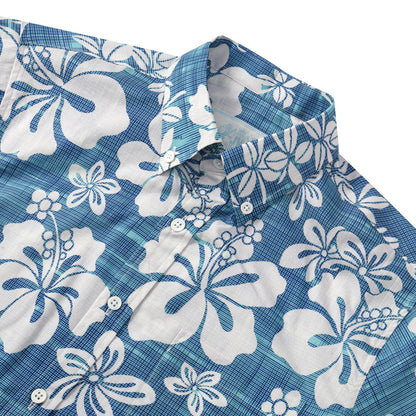 Checked Floral Pattern Short Sleeve Shirt