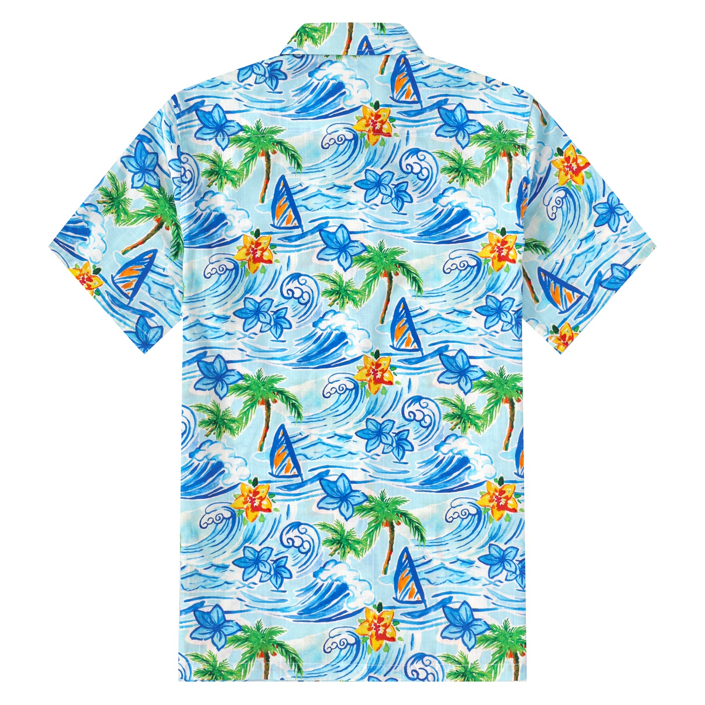 Wave Board Pattern Button Short Sleeve Shirt