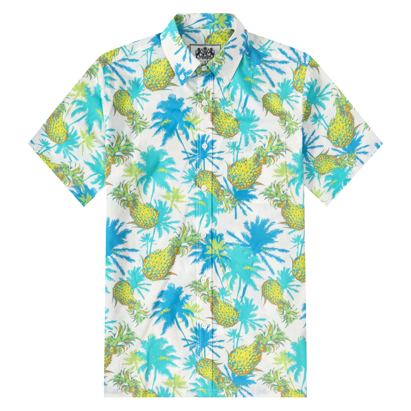 Tropical Pineapple Pattern Button Short Sleeve Shirt
