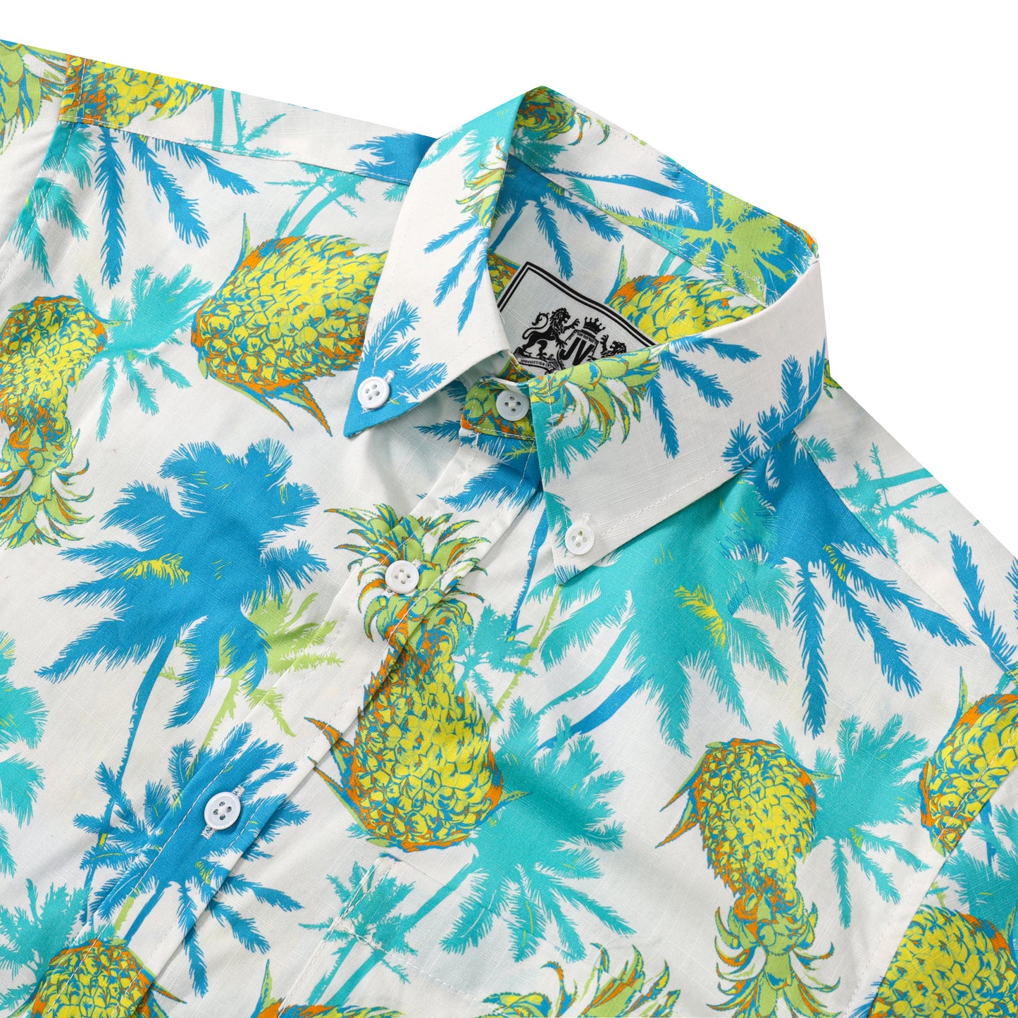 Tropical Pineapple Pattern Button Short Sleeve Shirt