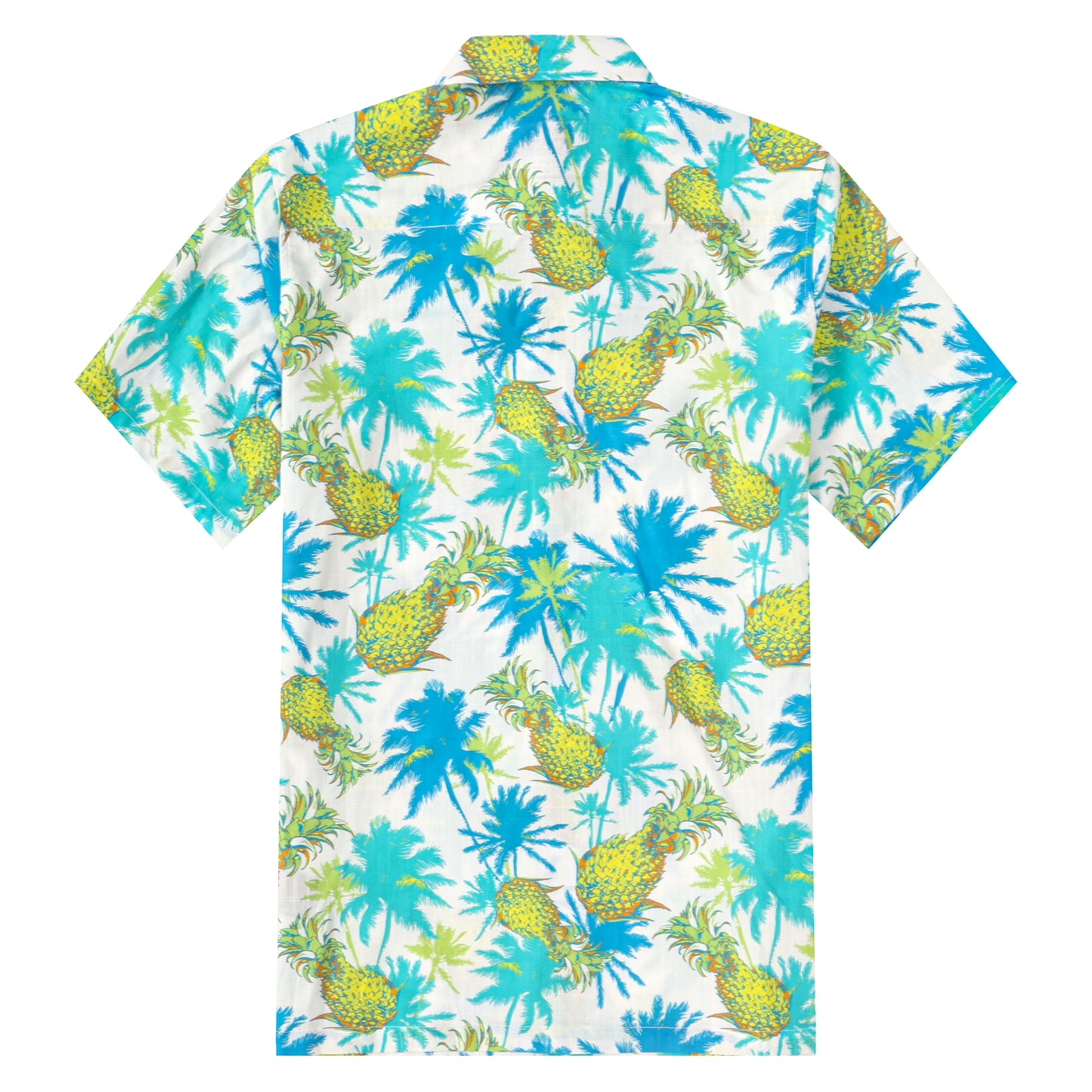 Tropical Pineapple Pattern Button Short Sleeve Shirt