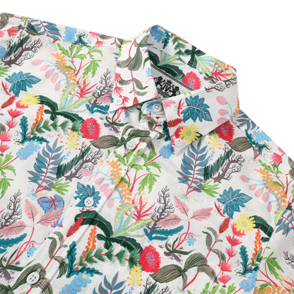Tropical Style Leaf Button Short Sleeve Shirt