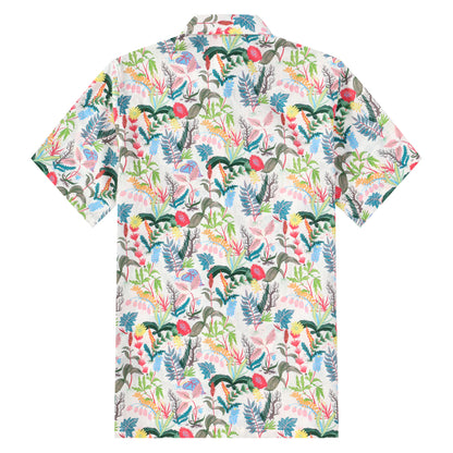 Tropical Style Leaf Button Short Sleeve Shirt