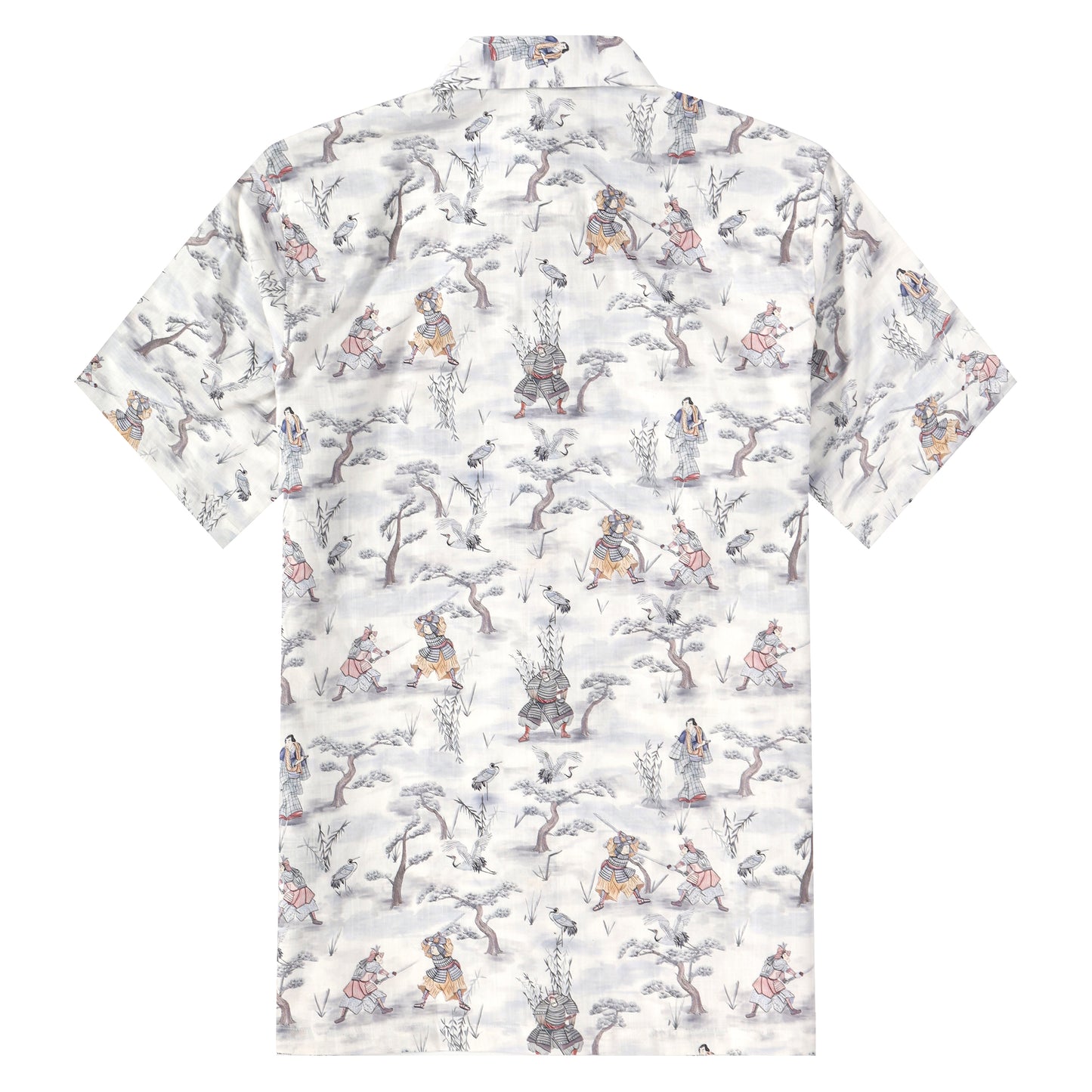 Ancient Soldier Print Button Short Sleeve Shirt