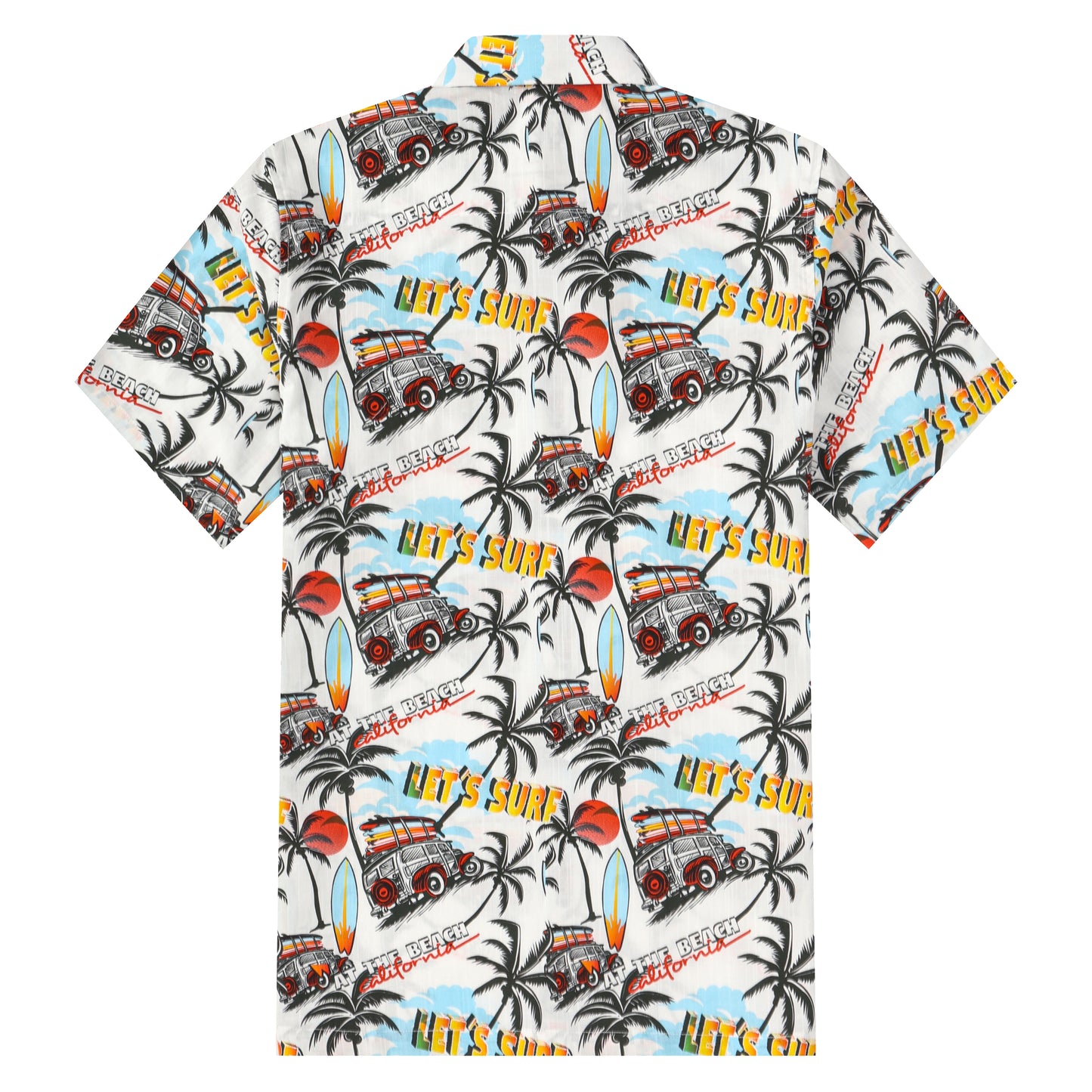 Let's Surf Pattern Button Short Sleeve Shirt