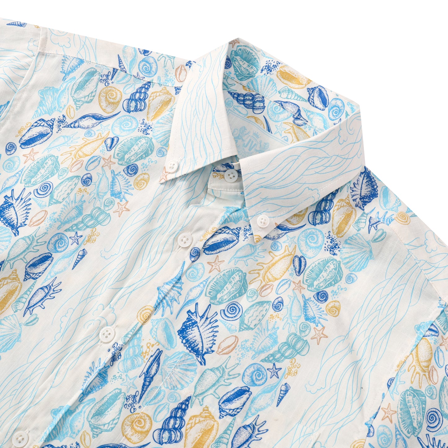 Marine Animal Pattern Button Short Sleeve Shirt