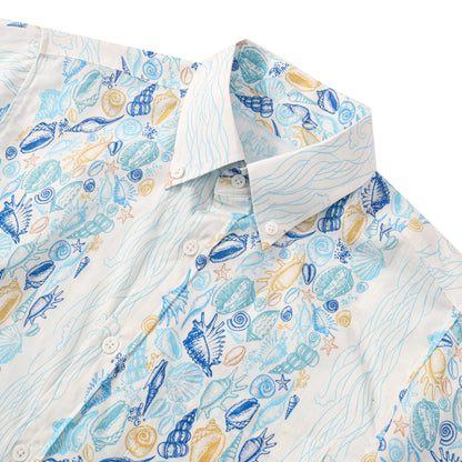 Marine Animal Pattern Button Short Sleeve Shirt