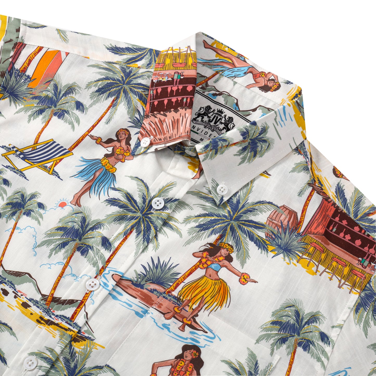Aloha Bar Pattern Button Short Sleeve Shirt