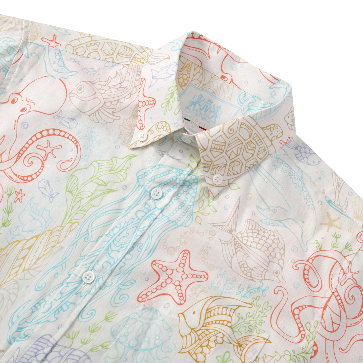 Marine World Pattern Button Short Sleeve Shirt