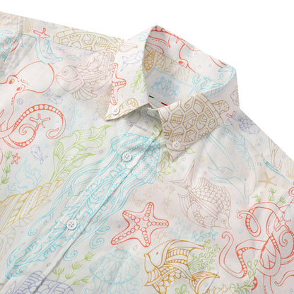 Marine World Pattern Button Short Sleeve Shirt