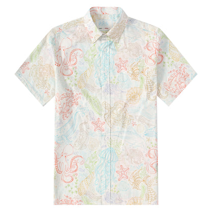 Marine World Pattern Button Short Sleeve Shirt