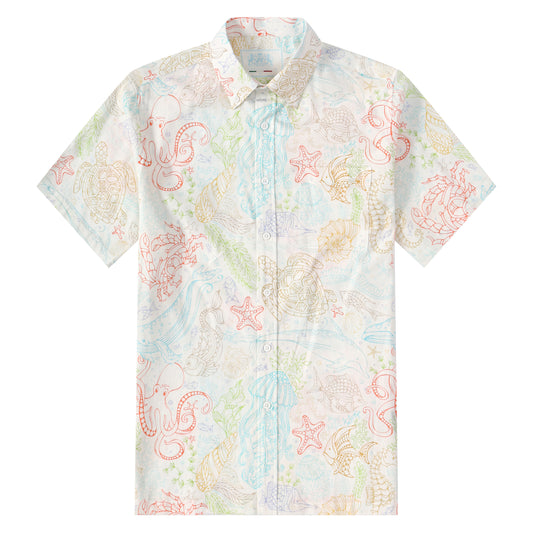 Marine World Pattern Button Short Sleeve Shirt