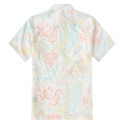 Marine World Pattern Button Short Sleeve Shirt