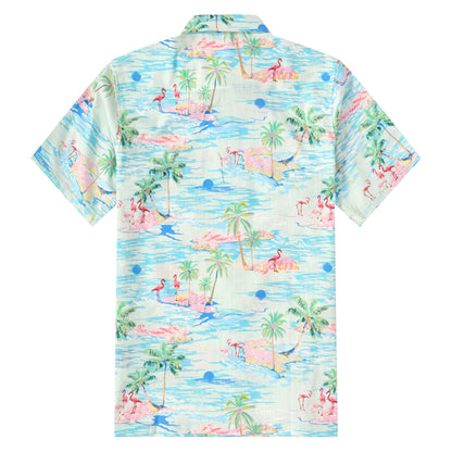 Beach Flamingo Pattern Short Sleeve Shirt