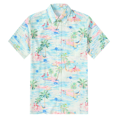 Beach Flamingo Pattern Short Sleeve Shirt