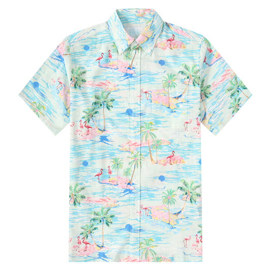 Beach Flamingo Pattern Short Sleeve Shirt