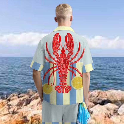 Lobster And Lemon Print Camp Collar Short-Sleeved Shirt
