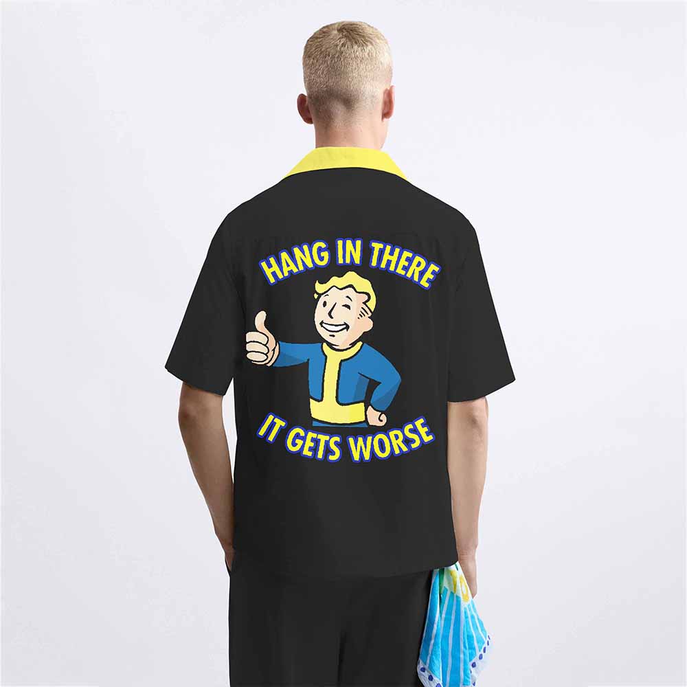 Black Casual Camp Collar Short Sleeve Shirt