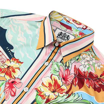 Floral Summer Design Short Sleeve Casual Shirt