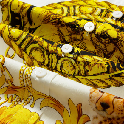 Animal Pattern Short Sleeve Shirt for Men with Chain Accents Jonvidesign
