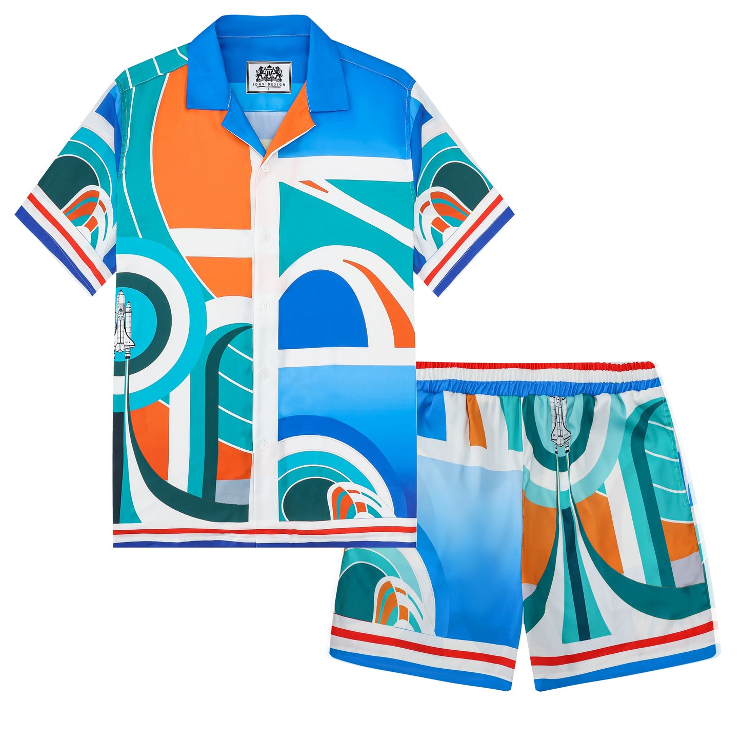 Graphic Pattern Elastic Waistband Summer Casual Shorts