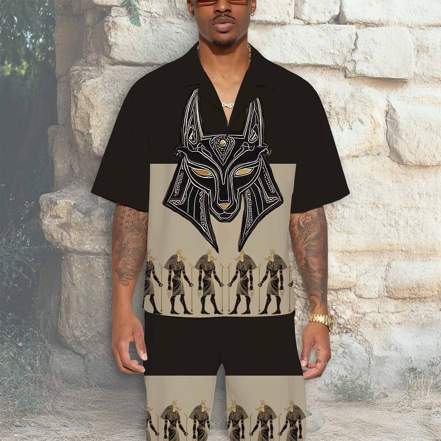 Ancient Egyptian Deity Anubis Casual Elastic Waist Shorts