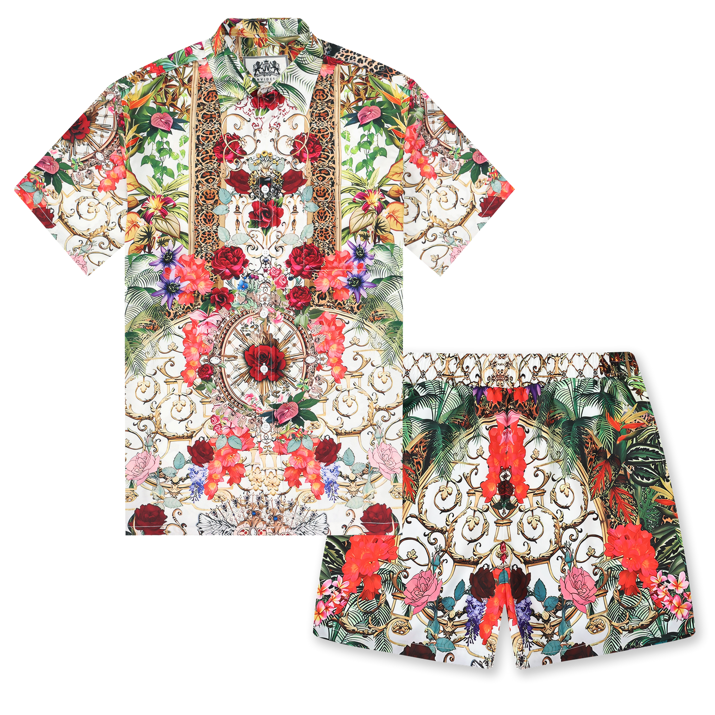 Gorgeous Floral Printed Silk Fiber Short Sleeve Shirt