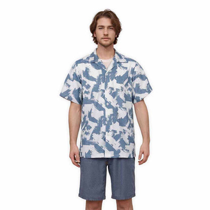 Casual Abstract Pattern Camp Collar Short Sleeve Shirt