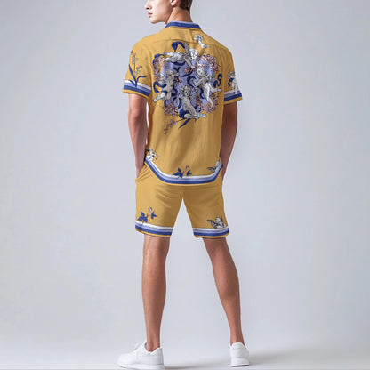 Little Angel Playing Print  Elastic Waistband Summer Casual Shorts