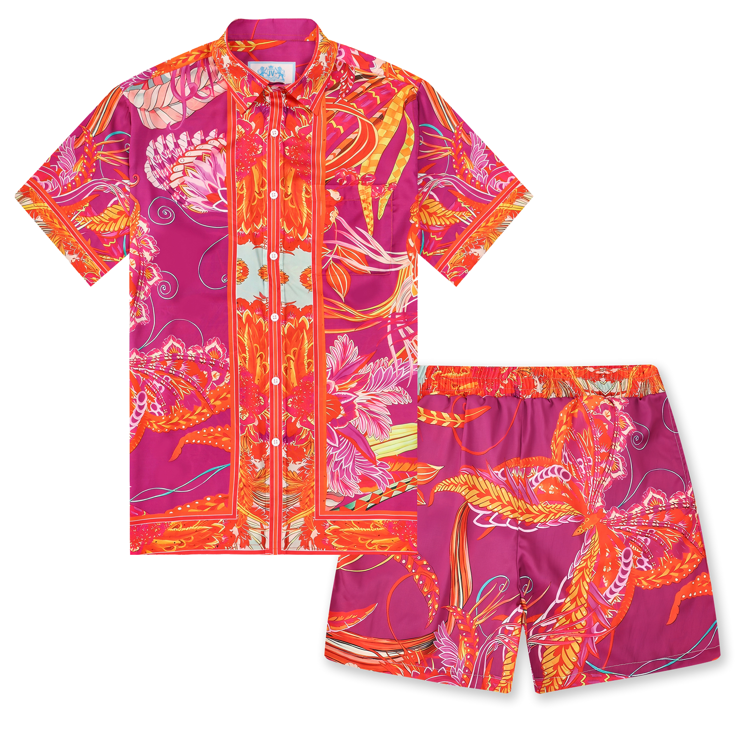 Gorgeous Butterflies Pattern Silk Fiber Short Sleeve Shirt