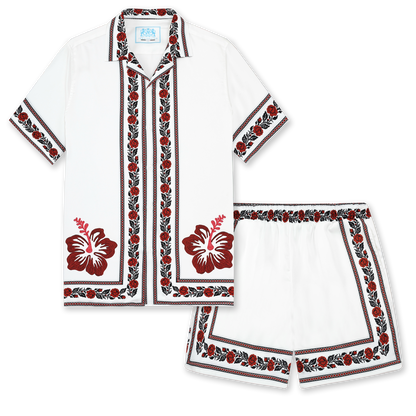 Floral Pattern Cherry Printed Waistband Shorts