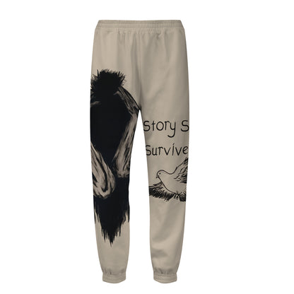 Long Story Short Print Elastic Waist Sports Sweatshirt Pants