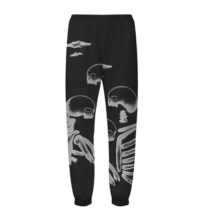 Centipede Skull Print Elastic Waist Sports Sweatshirt Pants