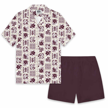 Cute And Simple Aloha Shirt Seamless Pattern Elastic Waistband Summer Casual Shorts