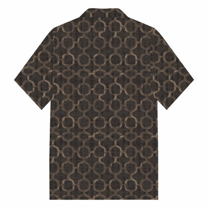 Hawaiian Gold Mesh Camp Collar Short Sleeve Shirt