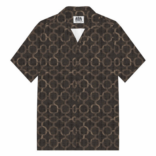 Hawaiian Gold Mesh Camp Collar Short Sleeve Shirt