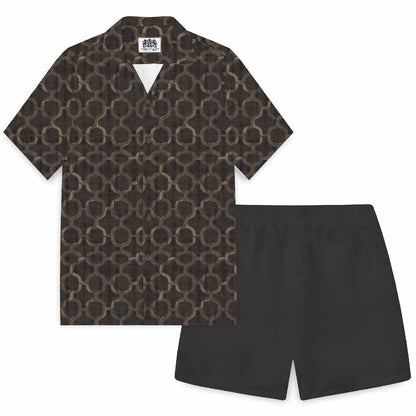 Hawaiian Gold Mesh Elastic Waistband Summer Casual Shorts