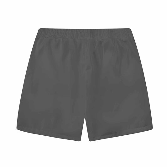 Gray Leaf Print Elastic Waistband Summer Casual Shorts